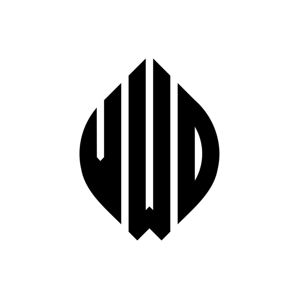 VWD circle letter logo design with circle and ellipse shape. VWD ellipse letters with typographic style. The three initials form a circle logo. VWD Circle Emblem Abstract Monogram Letter Mark Vector. vector