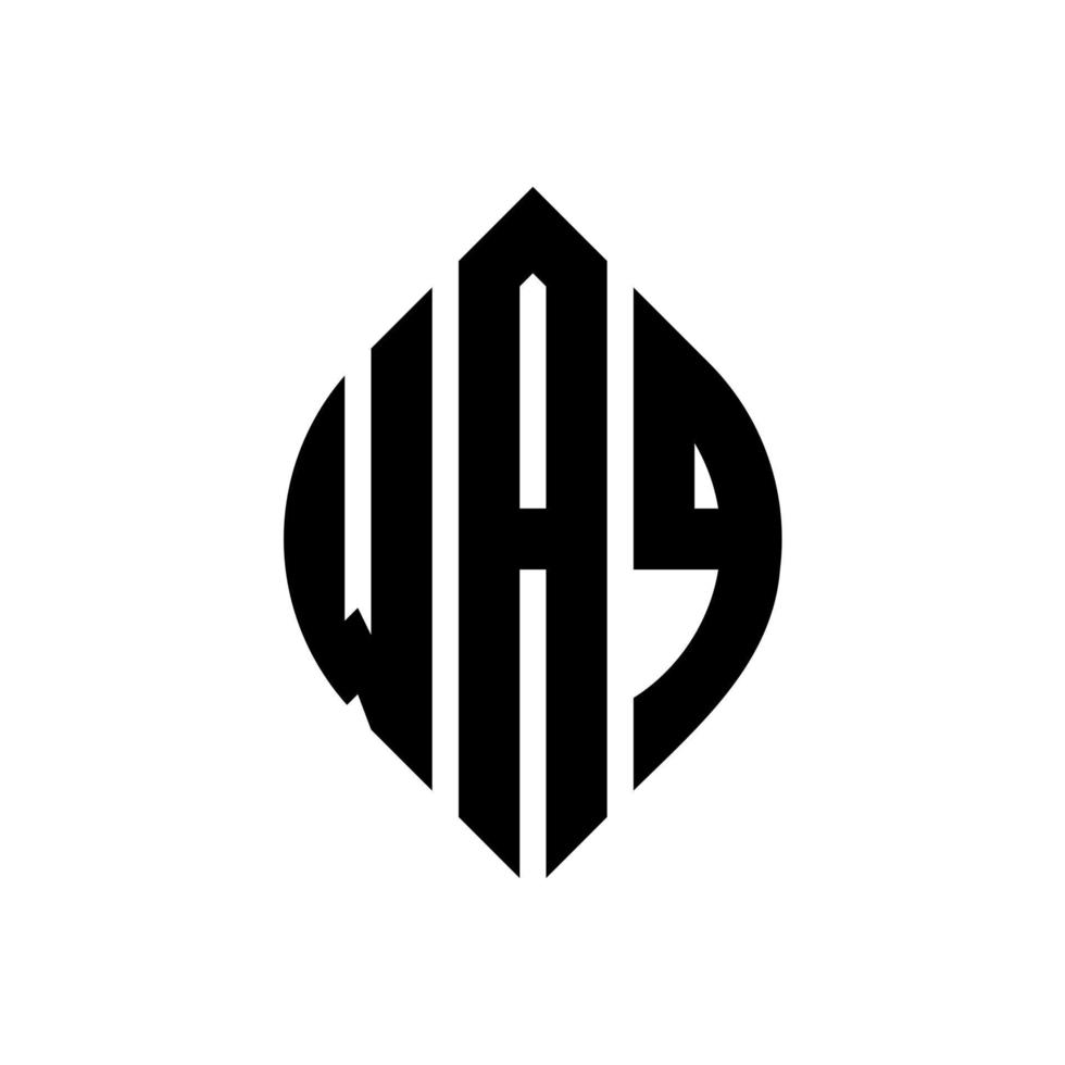 WAQ circle letter logo design with circle and ellipse shape. WAQ ellipse letters with typographic style. The three initials form a circle logo. WAQ Circle Emblem Abstract Monogram Letter Mark Vector. vector