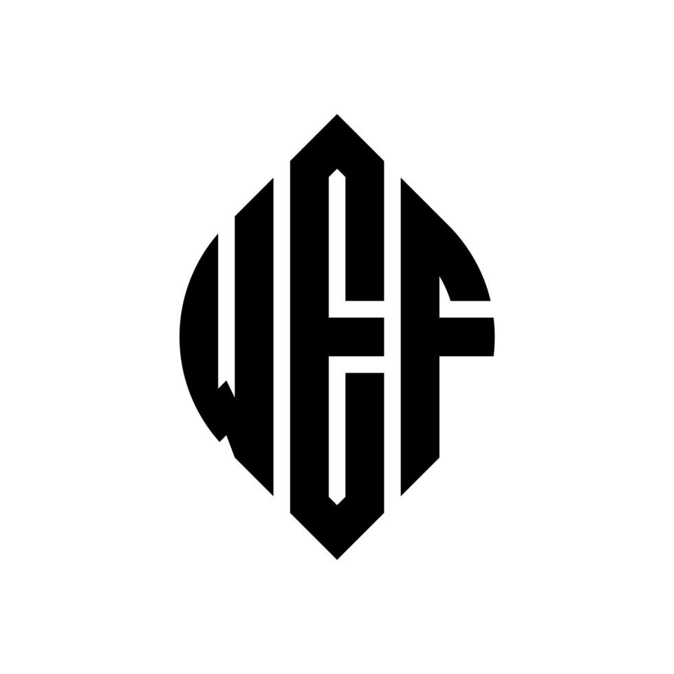 diseño de logotipo de letra de círculo wef con forma de círculo y elipse. wef elipse letras con estilo tipográfico. las tres iniciales forman un logo circular. vector de marca de letra de monograma abstracto del emblema del círculo wef.