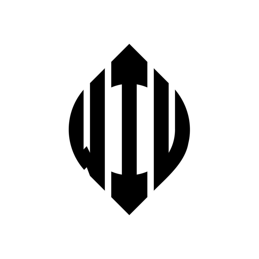 diseño de logotipo de letra de círculo wiu con forma de círculo y elipse. wiu elipse letras con estilo tipográfico. las tres iniciales forman un logo circular. wiu círculo emblema resumen monograma letra marca vector. vector
