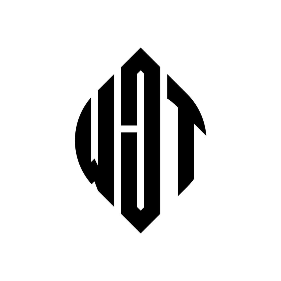 diseño de logotipo de letra de círculo wjt con forma de círculo y elipse. wjt letras elipses con estilo tipográfico. las tres iniciales forman un logo circular. vector de marca de letra de monograma abstracto del emblema del círculo wjt.