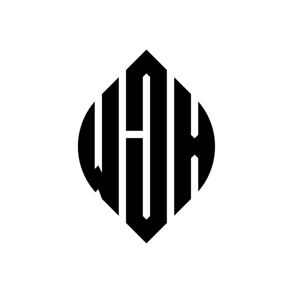 diseño de logotipo de letra de círculo wjx con forma de círculo y elipse. letras de elipse wjx con estilo tipográfico. las tres iniciales forman un logo circular. vector de marca de letra de monograma abstracto del emblema del círculo wjx.