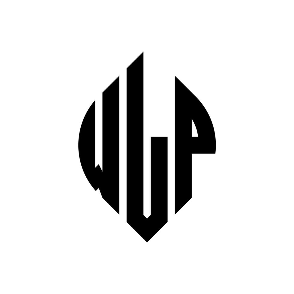 diseño de logotipo de letra de círculo wlp con forma de círculo y elipse. wlp letras elipses con estilo tipográfico. las tres iniciales forman un logo circular. vector de marca de letra de monograma abstracto de emblema de círculo de wlp.