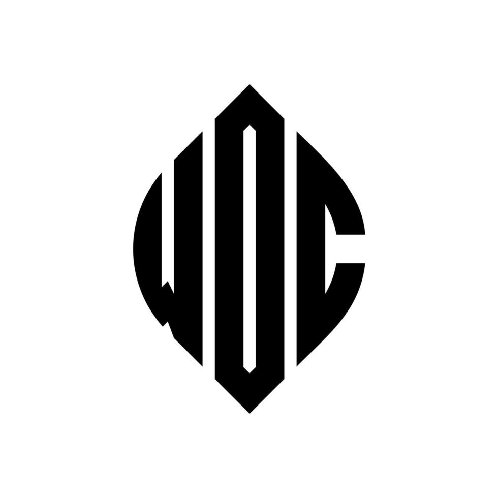 diseño de logotipo de letra de círculo woc con forma de círculo y elipse. woc elipse letras con estilo tipográfico. las tres iniciales forman un logo circular. vector de marca de letra de monograma abstracto del emblema del círculo woc.