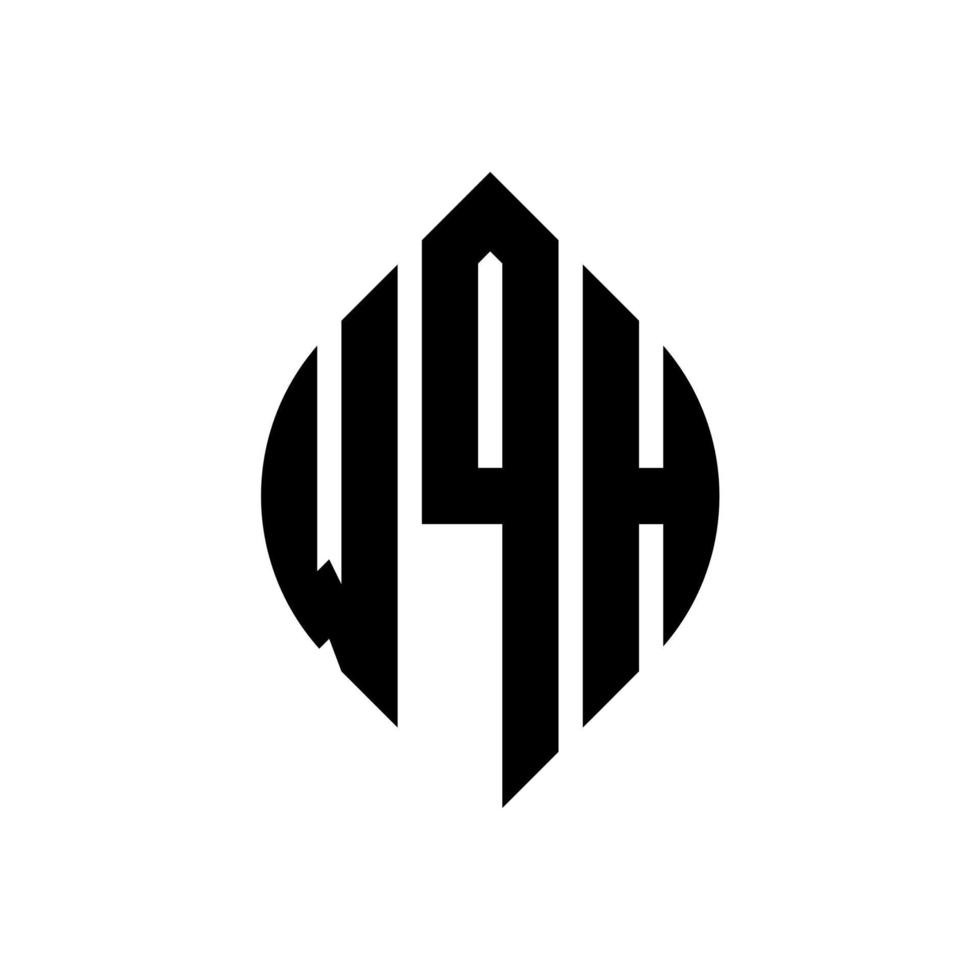 diseño de logotipo de letra de círculo wqh con forma de círculo y elipse. wqh letras elipses con estilo tipográfico. las tres iniciales forman un logo circular. vector de marca de letra de monograma abstracto del emblema del círculo wqh.
