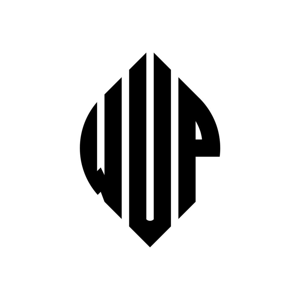 diseño de logotipo de letra wup circle con forma de círculo y elipse. wup letras elipses con estilo tipográfico. las tres iniciales forman un logo circular. vector de marca de letra de monograma abstracto del emblema del círculo wup.