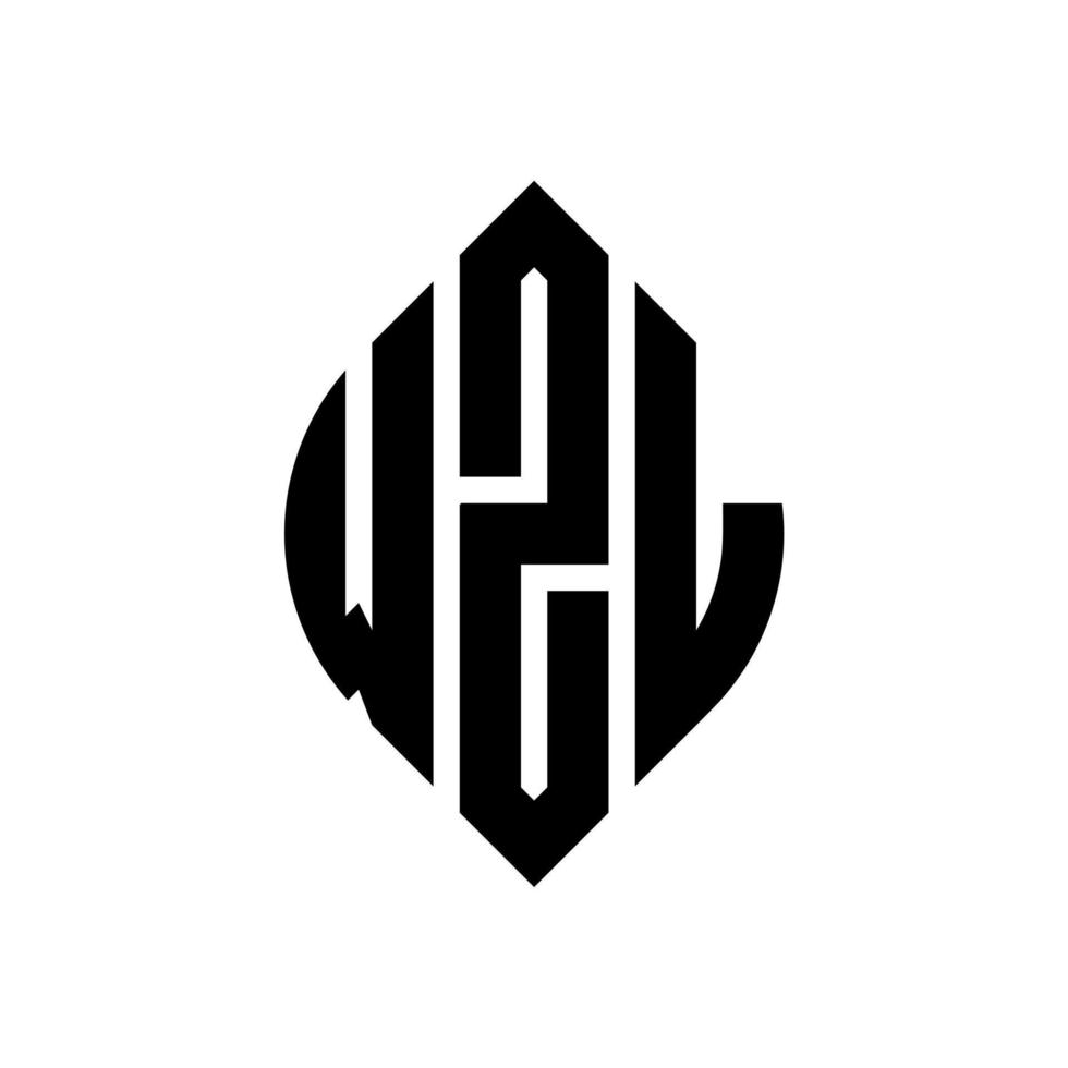diseño de logotipo de letra de círculo wzl con forma de círculo y elipse. wzl letras elipses con estilo tipográfico. las tres iniciales forman un logo circular. vector de marca de letra de monograma abstracto del emblema del círculo wzl.