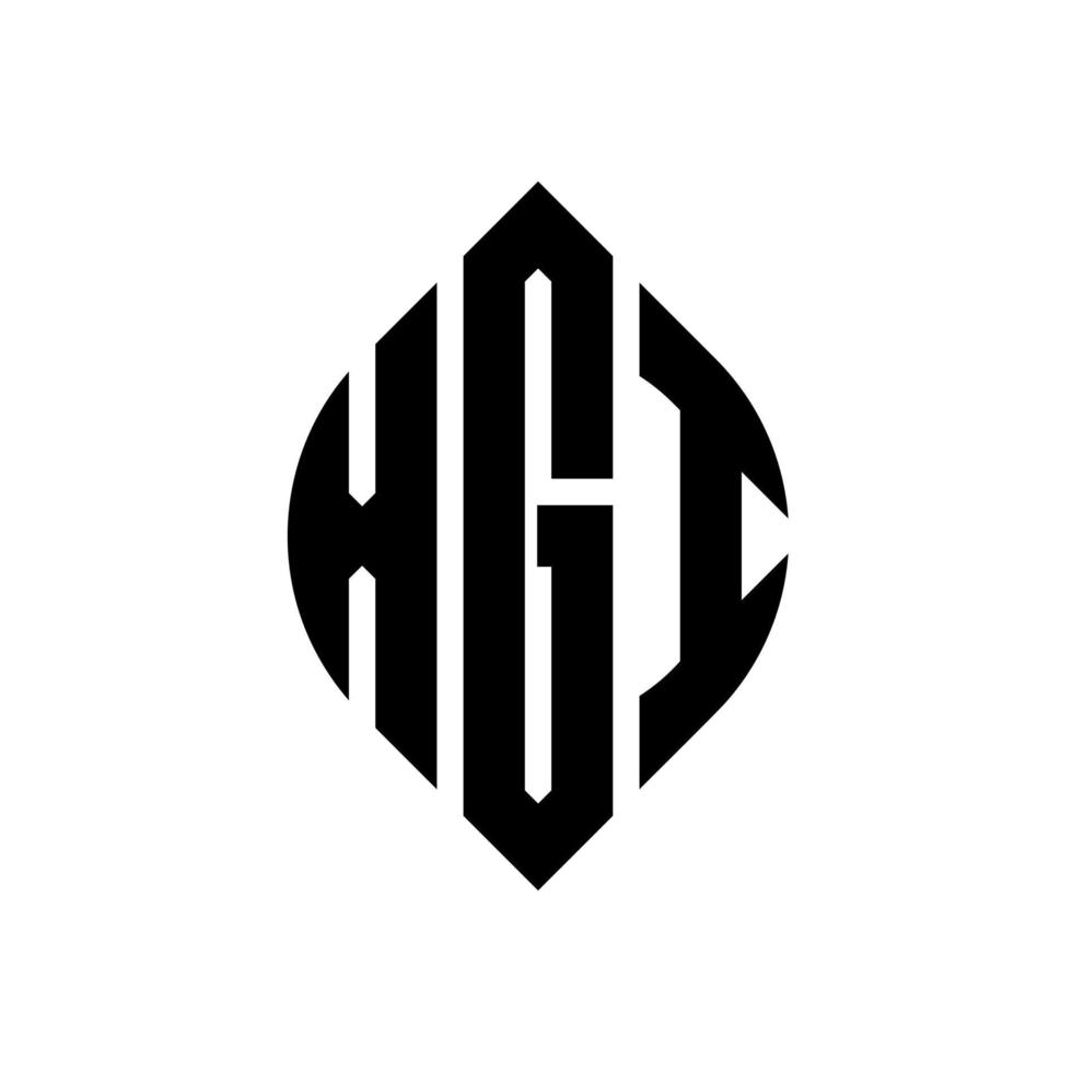 XGI circle letter logo design with circle and ellipse shape. XGI ellipse letters with typographic style. The three initials form a circle logo. XGI Circle Emblem Abstract Monogram Letter Mark Vector. vector