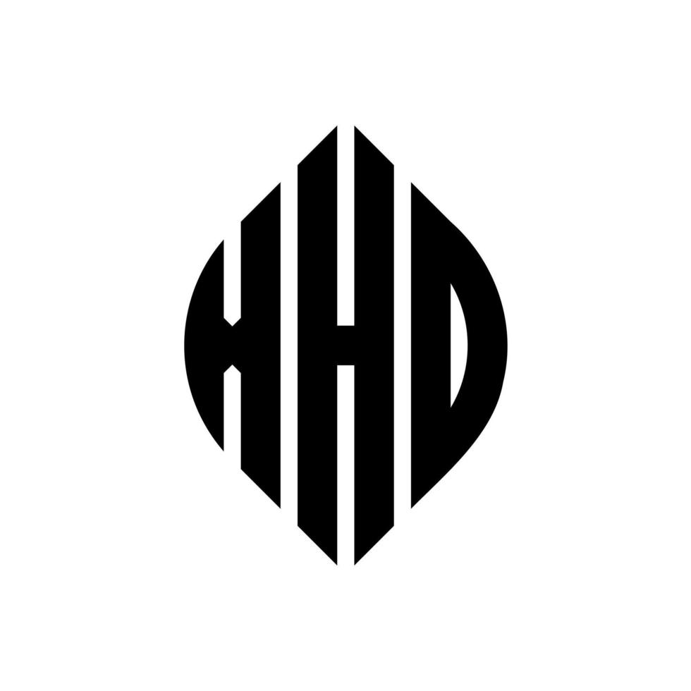 diseño de logotipo de letra de círculo xhd con forma de círculo y elipse. letras de elipse xhd con estilo tipográfico. las tres iniciales forman un logo circular. vector de marca de letra de monograma abstracto del emblema del círculo xhd.