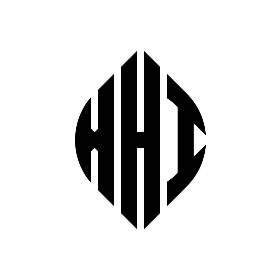 XHI circle letter logo design with circle and ellipse shape. XHI ellipse letters with typographic style. The three initials form a circle logo. XHI Circle Emblem Abstract Monogram Letter Mark Vector. vector