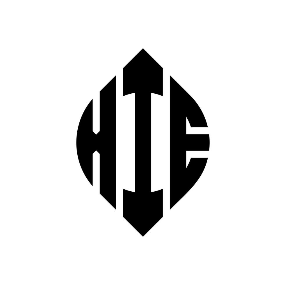 XIE circle letter logo design with circle and ellipse shape. XIE ellipse letters with typographic style. The three initials form a circle logo. XIE Circle Emblem Abstract Monogram Letter Mark Vector. vector