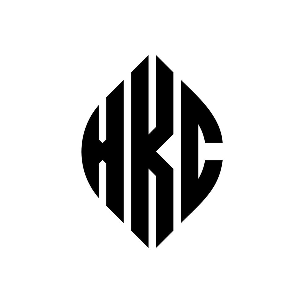 XKC circle letter logo design with circle and ellipse shape. XKC ellipse letters with typographic style. The three initials form a circle logo. XKC Circle Emblem Abstract Monogram Letter Mark Vector. vector
