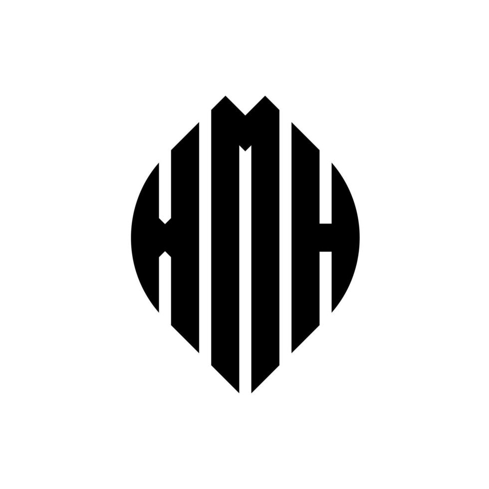 diseño de logotipo de letra de círculo xmh con forma de círculo y elipse. xmh letras elipses con estilo tipográfico. las tres iniciales forman un logo circular. vector de marca de letra de monograma abstracto del emblema del círculo xmh.