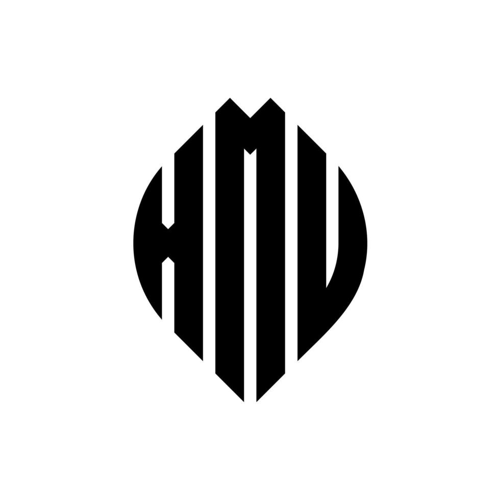 diseño de logotipo de letra de círculo xmu con forma de círculo y elipse. xmu letras elipses con estilo tipográfico. las tres iniciales forman un logo circular. vector de marca de letra de monograma abstracto del emblema del círculo xmu.