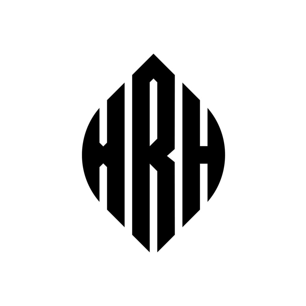 XRH circle letter logo design with circle and ellipse shape. XRH ellipse letters with typographic style. The three initials form a circle logo. XRH Circle Emblem Abstract Monogram Letter Mark Vector. vector