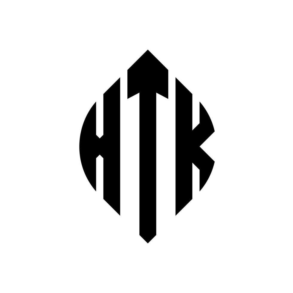 XTK circle letter logo design with circle and ellipse shape. XTK ellipse letters with typographic style. The three initials form a circle logo. XTK Circle Emblem Abstract Monogram Letter Mark Vector. vector
