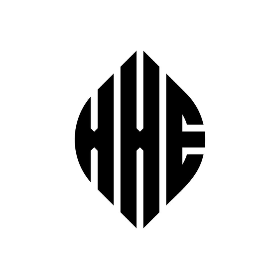 XXE circle letter logo design with circle and ellipse shape. XXE ellipse letters with typographic style. The three initials form a circle logo. XXE Circle Emblem Abstract Monogram Letter Mark Vector. vector