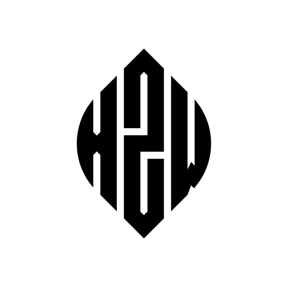 Diseño de logotipo de letra de círculo xzw con forma de círculo y elipse. xzw letras elipses con estilo tipográfico. las tres iniciales forman un logo circular. xzw círculo emblema resumen monograma letra marca vector. vector