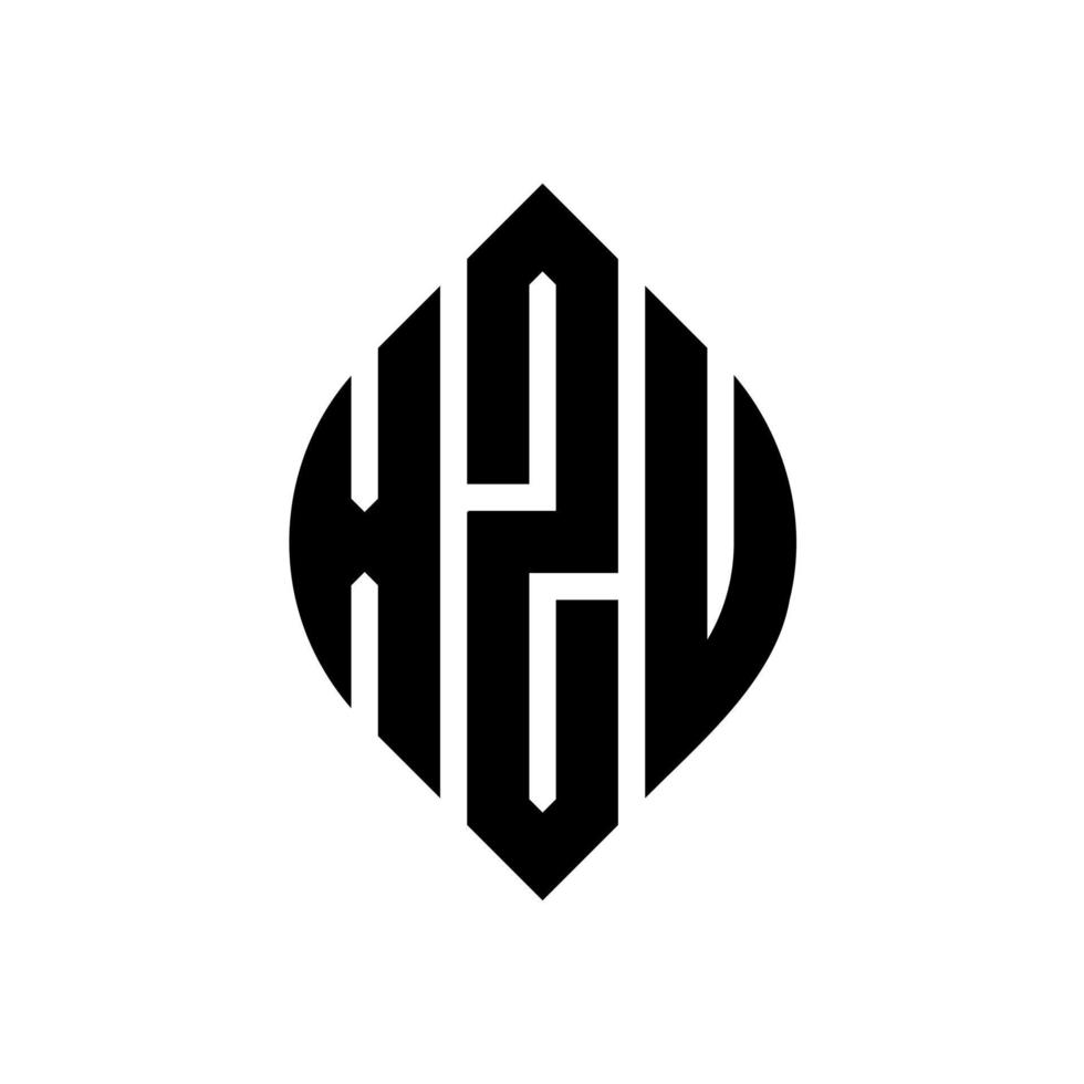 Diseño de logotipo de letra de círculo xzu con forma de círculo y elipse. xzu letras elipses con estilo tipográfico. las tres iniciales forman un logo circular. vector de marca de letra de monograma abstracto del emblema del círculo xzu.