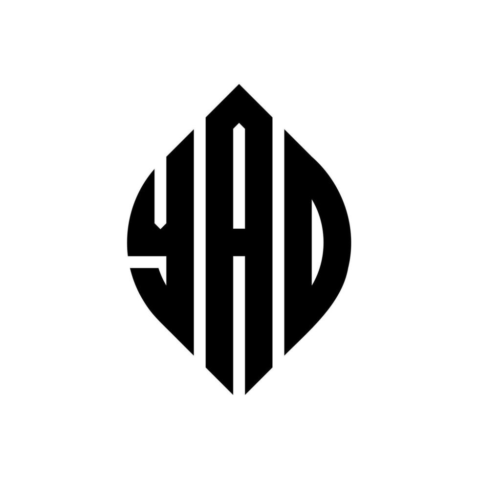 YAD circle letter logo design with circle and ellipse shape. YAD ellipse letters with typographic style. The three initials form a circle logo. YAD Circle Emblem Abstract Monogram Letter Mark Vector. vector