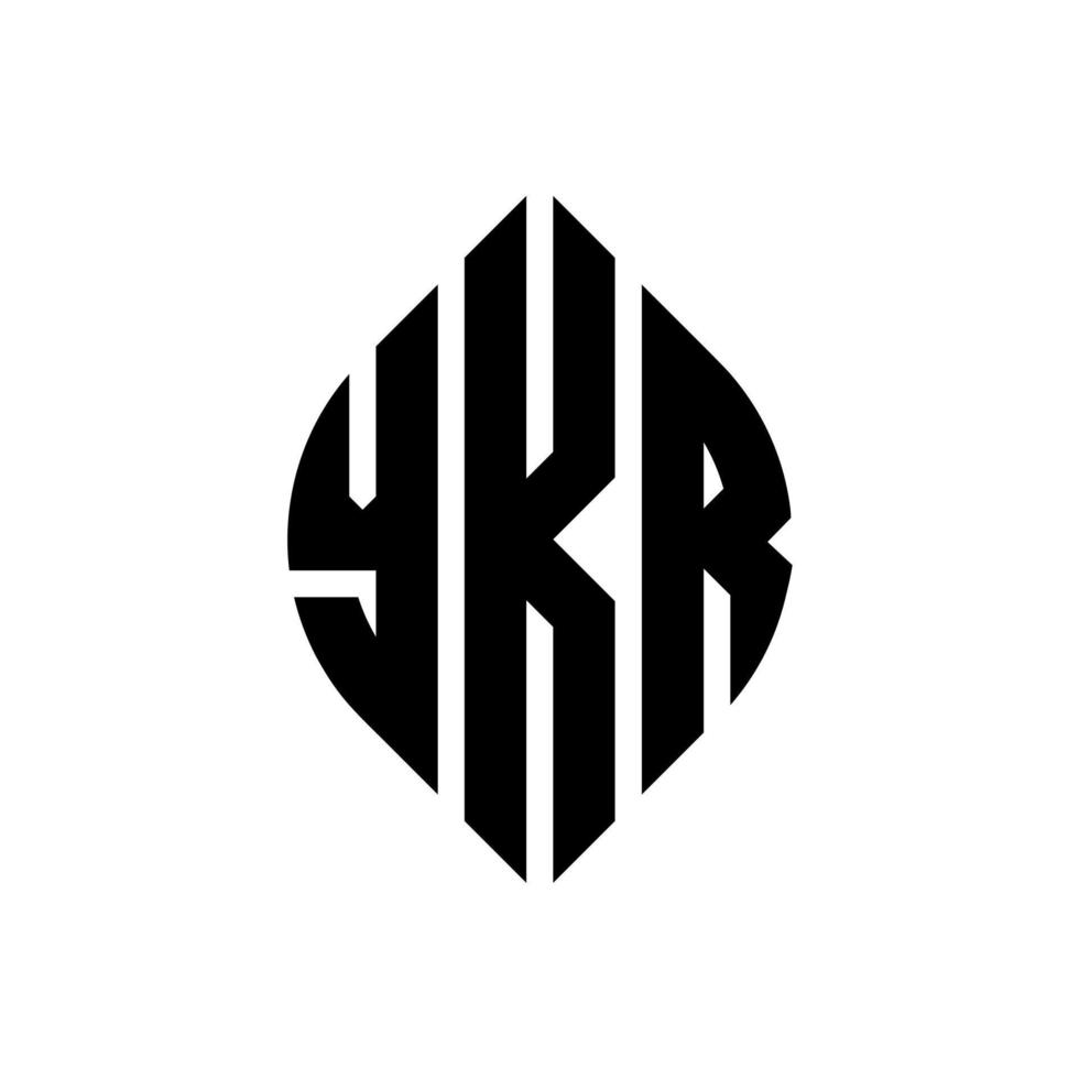 YKR circle letter logo design with circle and ellipse shape. YKR ellipse letters with typographic style. The three initials form a circle logo. YKR Circle Emblem Abstract Monogram Letter Mark Vector. vector