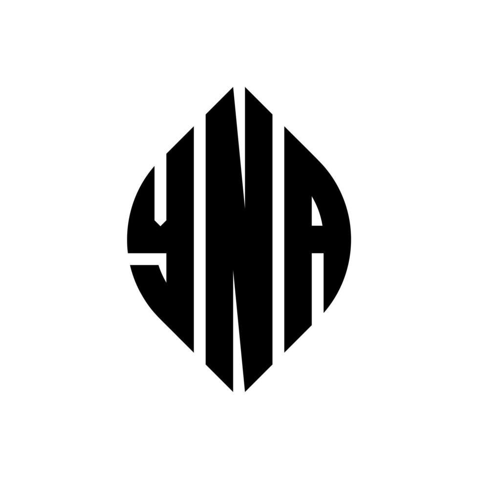 diseño de logotipo de letra de círculo yna con forma de círculo y elipse. yna elipse letras con estilo tipográfico. las tres iniciales forman un logo circular. yna círculo emblema resumen monograma letra marca vector. vector