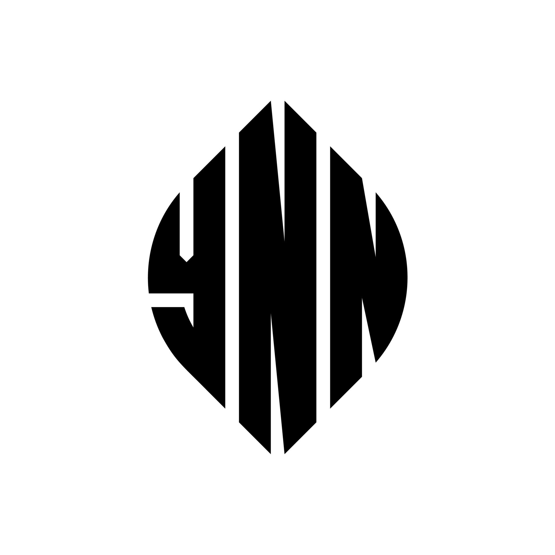 YNN circle letter logo design with circle and ellipse shape. YNN