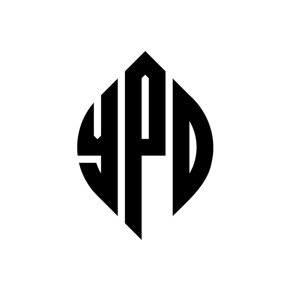 YPD circle letter logo design with circle and ellipse shape. YPD ellipse letters with typographic style. The three initials form a circle logo. YPD Circle Emblem Abstract Monogram Letter Mark Vector. vector