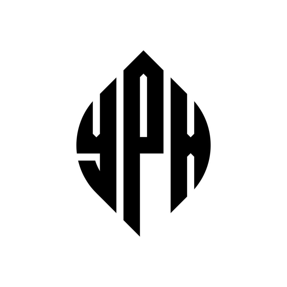 Diseño de logotipo de letra de círculo ypx con forma de círculo y elipse. ypx letras elipses con estilo tipográfico. las tres iniciales forman un logo circular. ypx círculo emblema resumen monograma letra marca vector. vector