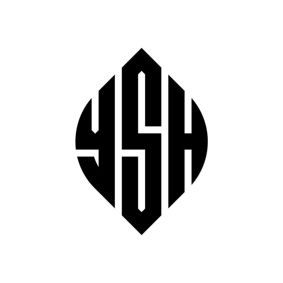 YSH circle letter logo design with circle and ellipse shape. YSH ellipse letters with typographic style. The three initials form a circle logo. YSH Circle Emblem Abstract Monogram Letter Mark Vector. vector