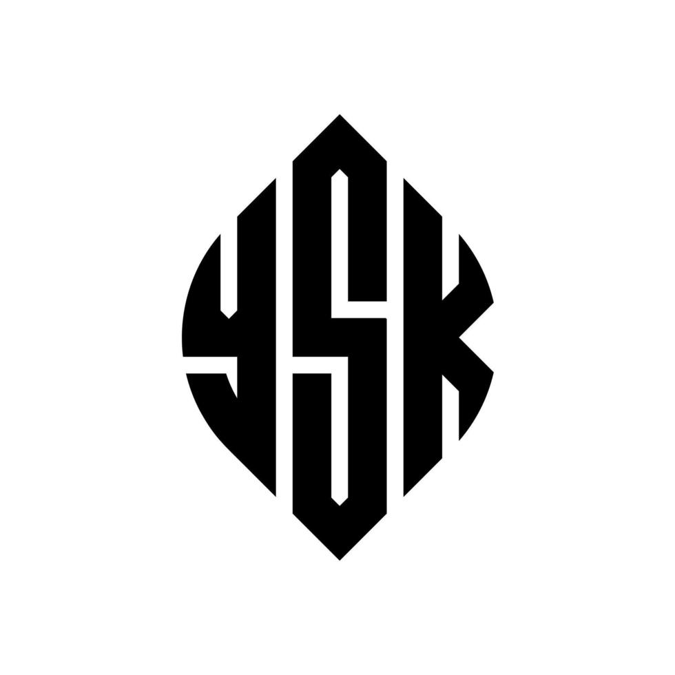 YSK circle letter logo design with circle and ellipse shape. YSK ellipse letters with typographic style. The three initials form a circle logo. YSK Circle Emblem Abstract Monogram Letter Mark Vector. vector