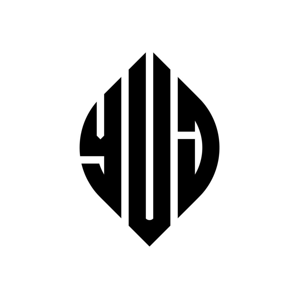 diseño de logotipo de letra circular yuj con forma de círculo y elipse. yuj letras elipses con estilo tipográfico. las tres iniciales forman un logo circular. vector de marca de letra de monograma abstracto del emblema del círculo yuj.