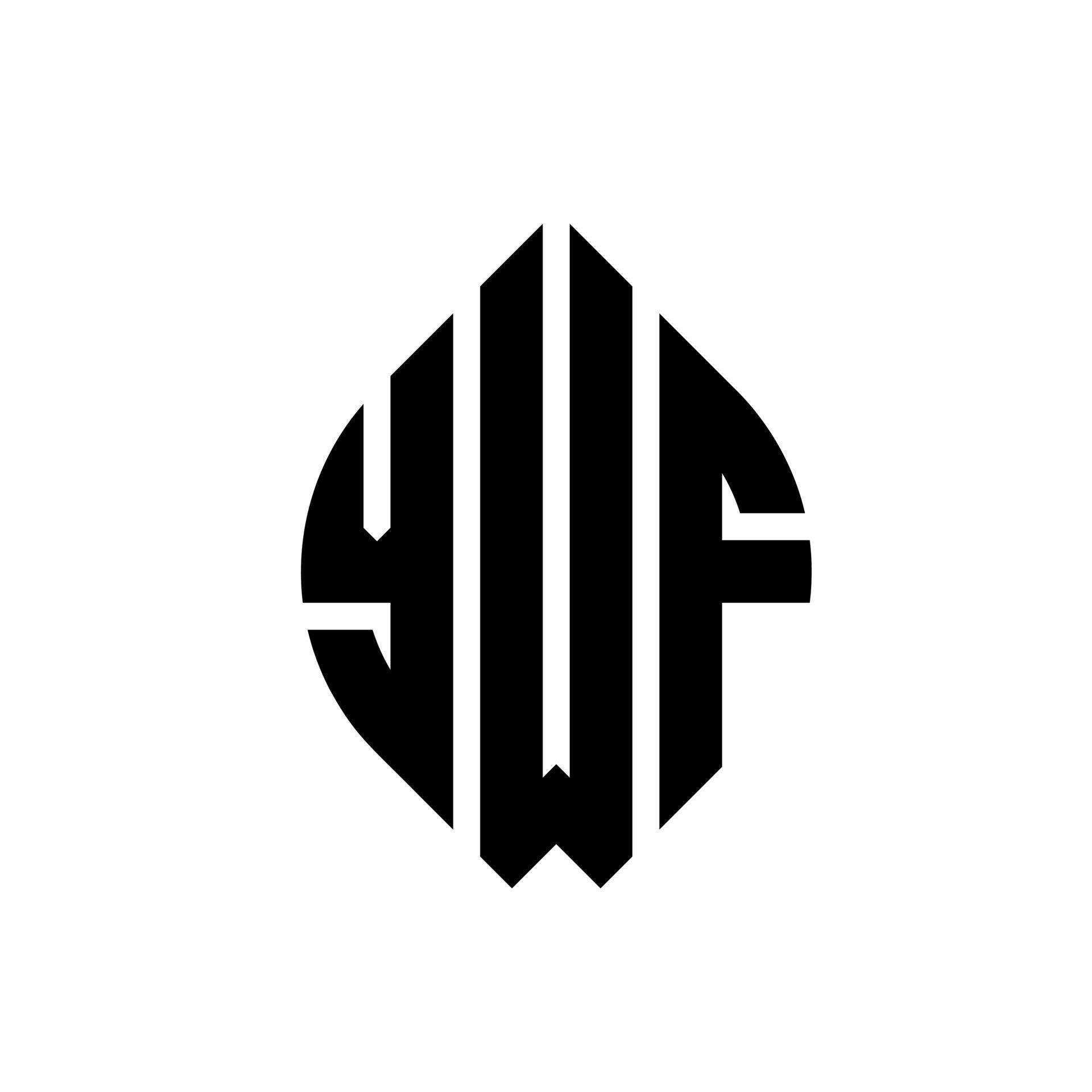 YWF circle letter logo design with circle and ellipse shape. YWF ...
