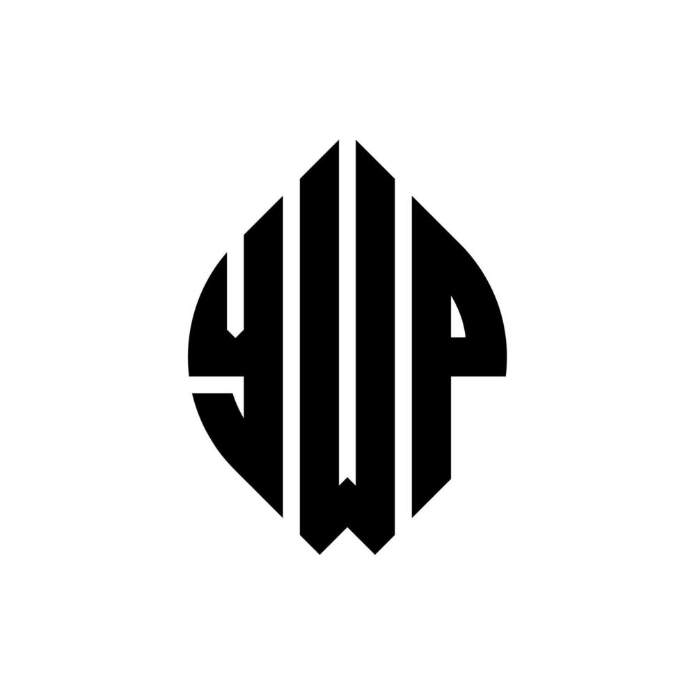 YWP circle letter logo design with circle and ellipse shape. YWP ellipse letters with typographic style. The three initials form a circle logo. YWP Circle Emblem Abstract Monogram Letter Mark Vector. vector