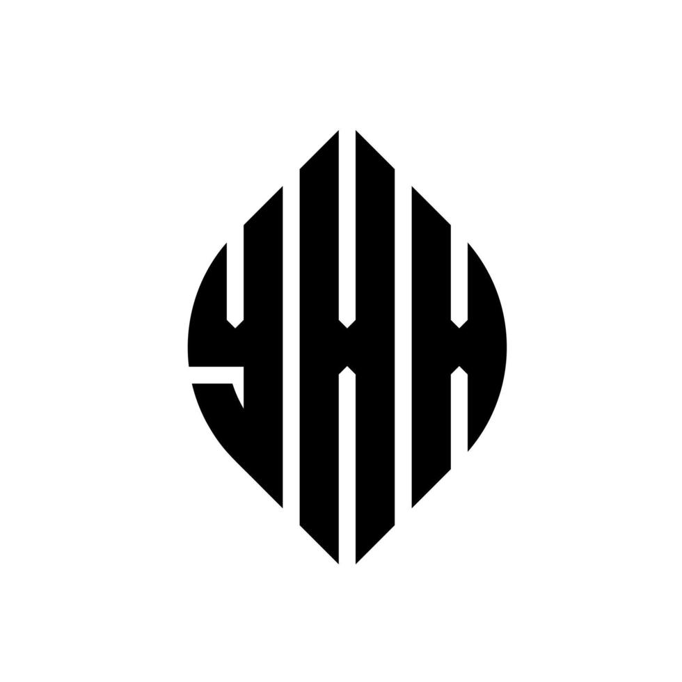 YXX circle letter logo design with circle and ellipse shape. YXX ellipse letters with typographic style. The three initials form a circle logo. YXX Circle Emblem Abstract Monogram Letter Mark Vector. vector