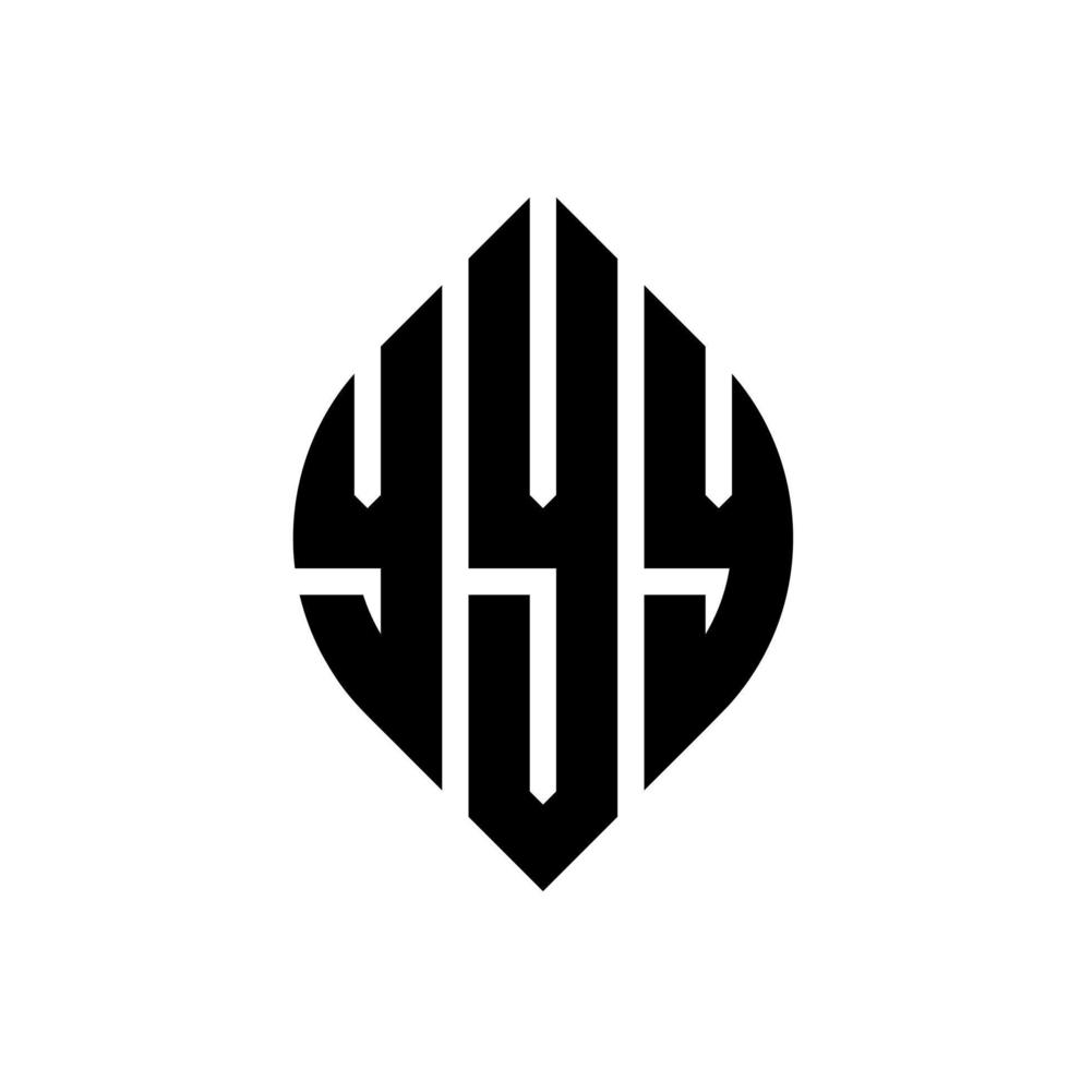 YYY circle letter logo design with circle and ellipse shape. YYY ellipse letters with typographic style. The three initials form a circle logo. YYY Circle Emblem Abstract Monogram Letter Mark Vector. vector