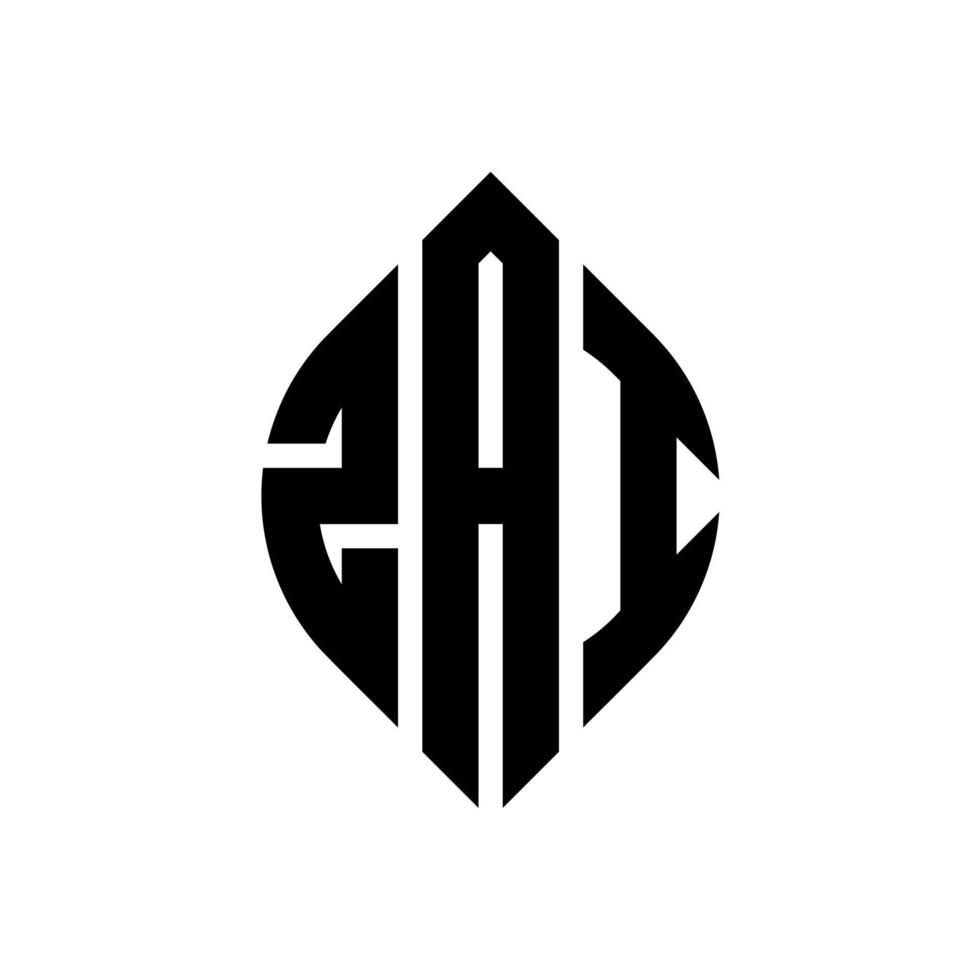 ZAI circle letter logo design with circle and ellipse shape. ZAI ellipse letters with typographic style. The three initials form a circle logo. ZAI Circle Emblem Abstract Monogram Letter Mark Vector. vector