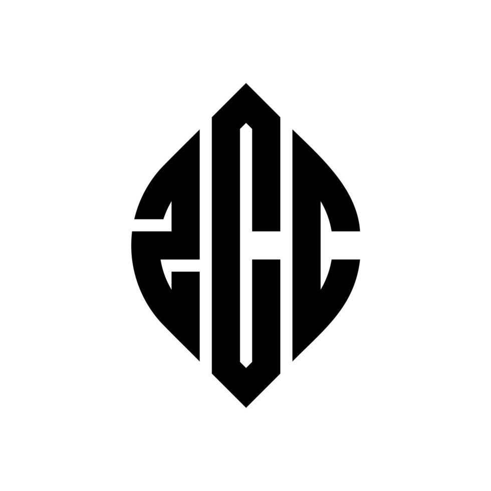 ZCC circle letter logo design with circle and ellipse shape. ZCC ellipse letters with typographic style. The three initials form a circle logo. ZCC Circle Emblem Abstract Monogram Letter Mark Vector. vector