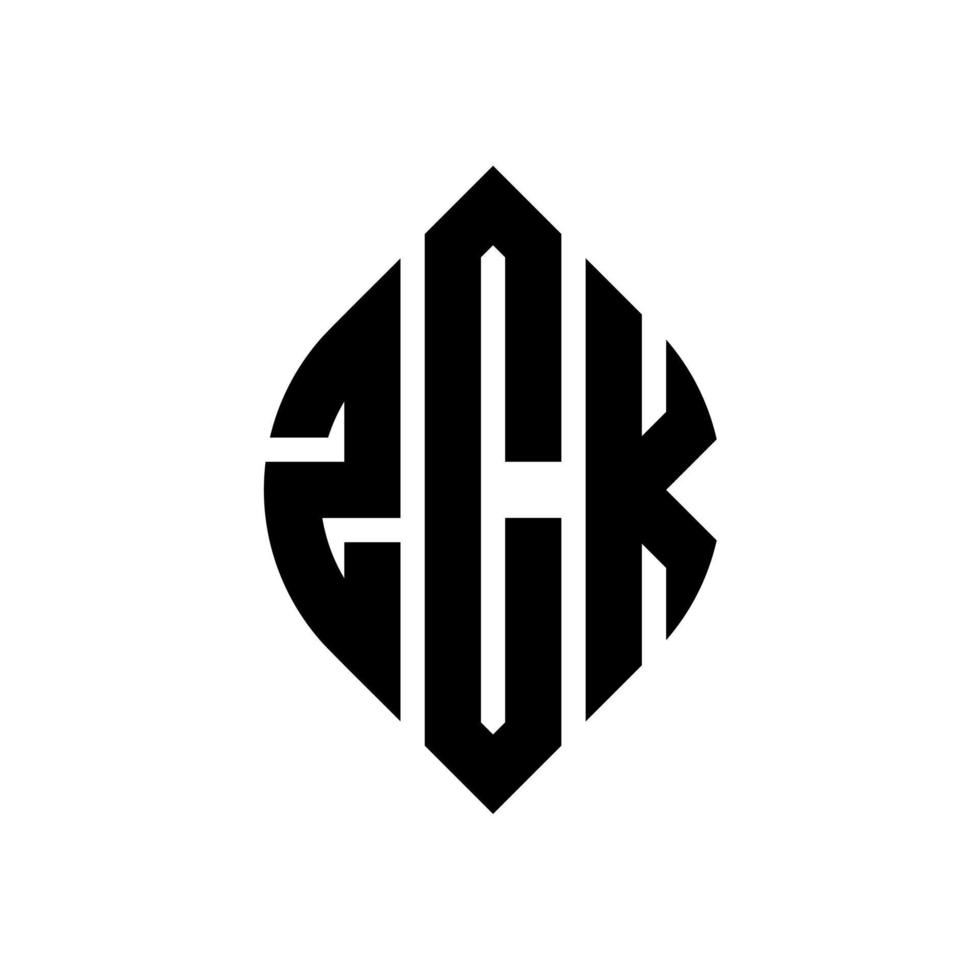 ZCK circle letter logo design with circle and ellipse shape. ZCK ellipse letters with typographic style. The three initials form a circle logo. ZCK Circle Emblem Abstract Monogram Letter Mark Vector. vector