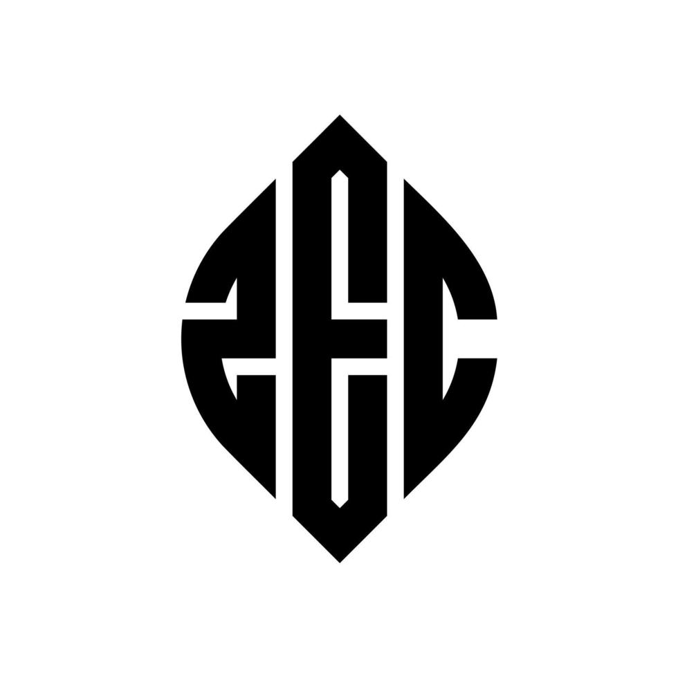 ZEC circle letter logo design with circle and ellipse shape. ZEC ellipse letters with typographic style. The three initials form a circle logo. ZEC Circle Emblem Abstract Monogram Letter Mark Vector. vector