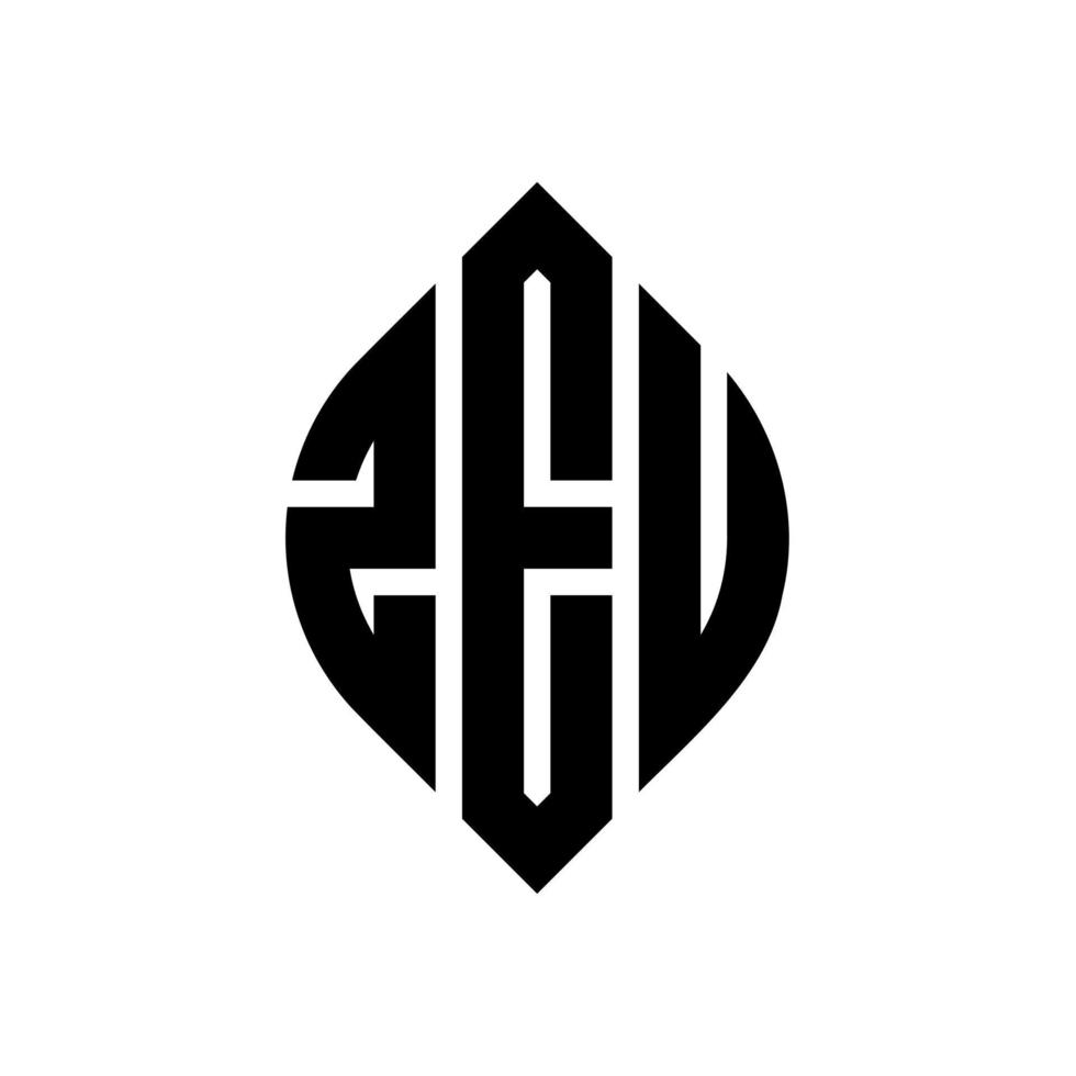 diseño de logotipo de letra de círculo zeu con forma de círculo y elipse. letras de elipse zeu con estilo tipográfico. las tres iniciales forman un logo circular. vector de marca de letra de monograma abstracto del emblema del círculo zeu.