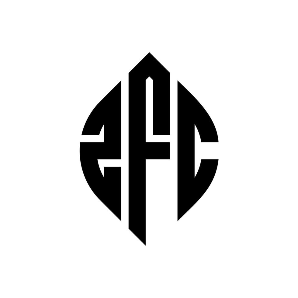 diseño de logotipo de letra de círculo zfc con forma de círculo y elipse. letras elipses zfc con estilo tipográfico. las tres iniciales forman un logo circular. vector de marca de letra de monograma abstracto del emblema del círculo zfc.