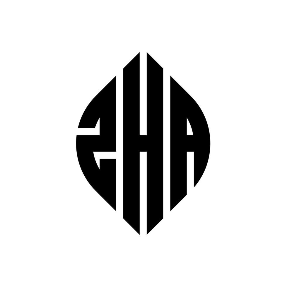 diseño de logotipo de letra de círculo zha con forma de círculo y elipse. letras elipses zha con estilo tipográfico. las tres iniciales forman un logo circular. vector de marca de letra de monograma abstracto del emblema del círculo zha.