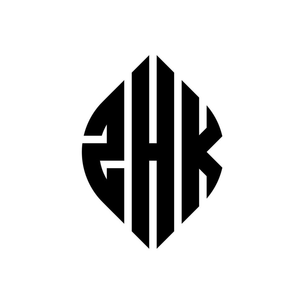 diseño de logotipo de letra de círculo zhk con forma de círculo y elipse. letras elipses zhk con estilo tipográfico. las tres iniciales forman un logo circular. zhk círculo emblema resumen monograma letra marca vector. vector
