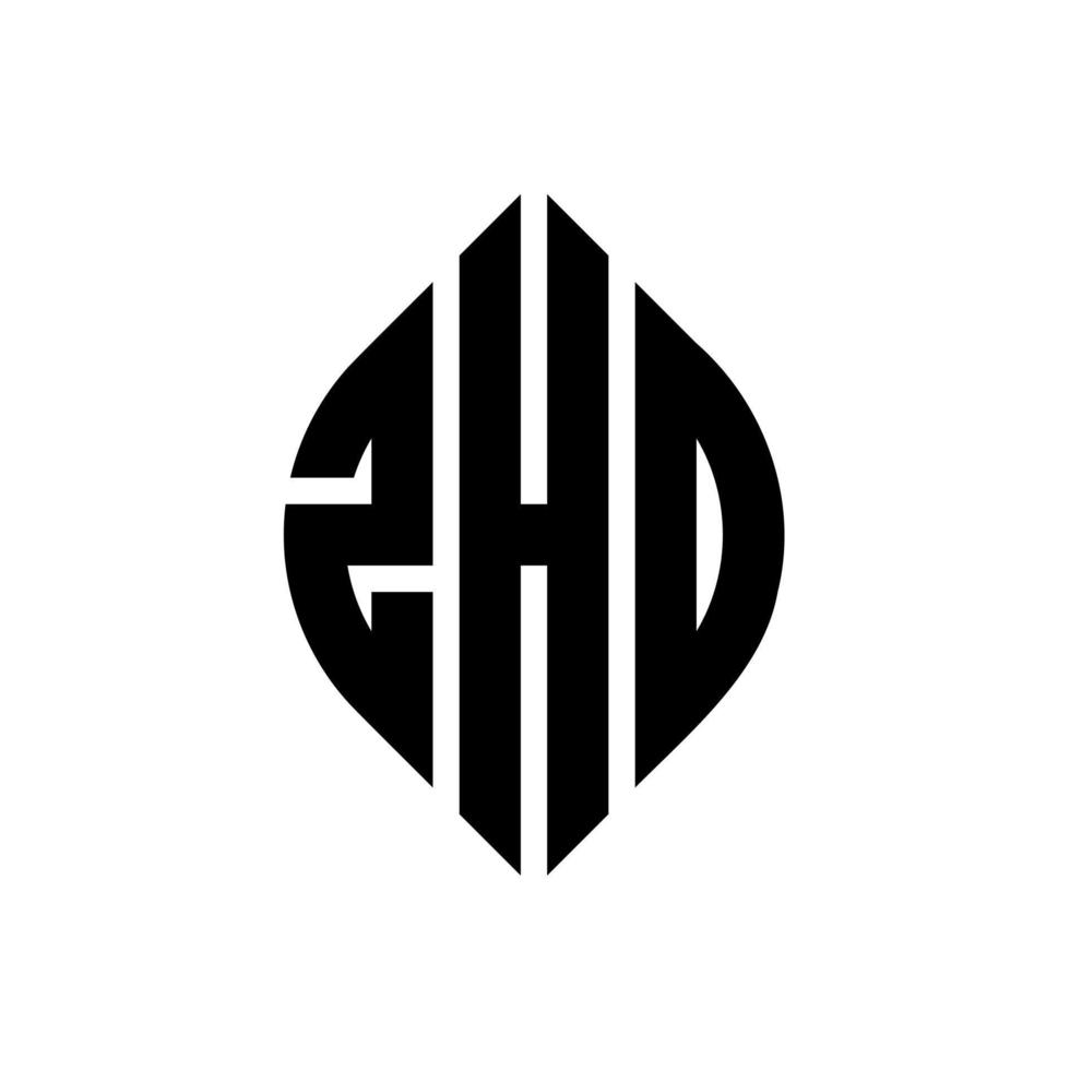 ZHO circle letter logo design with circle and ellipse shape. ZHO ellipse letters with typographic style. The three initials form a circle logo. ZHO Circle Emblem Abstract Monogram Letter Mark Vector. vector