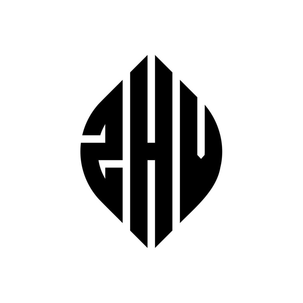 diseño de logotipo de letra de círculo zhv con forma de círculo y elipse. letras elipses zhv con estilo tipográfico. las tres iniciales forman un logo circular. vector de marca de letra de monograma abstracto del emblema del círculo zhv.