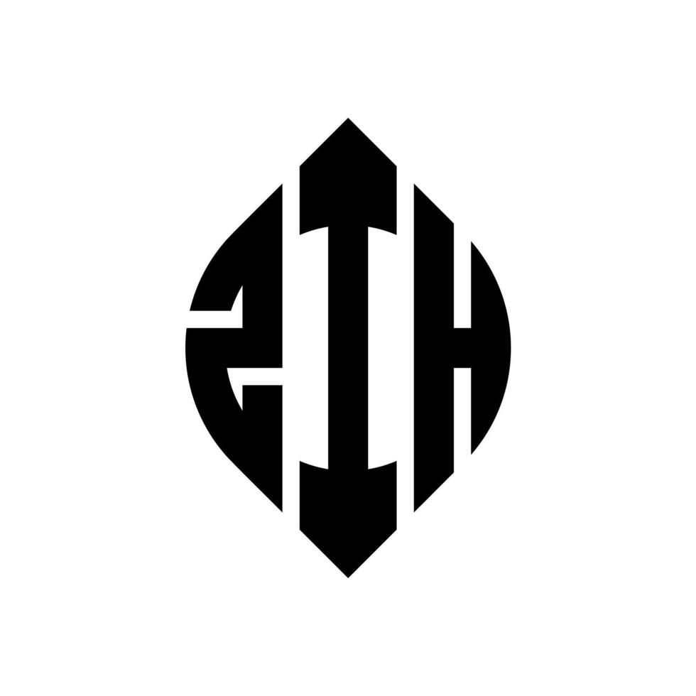 ZIH circle letter logo design with circle and ellipse shape. ZIH ellipse letters with typographic style. The three initials form a circle logo. ZIH Circle Emblem Abstract Monogram Letter Mark Vector. vector