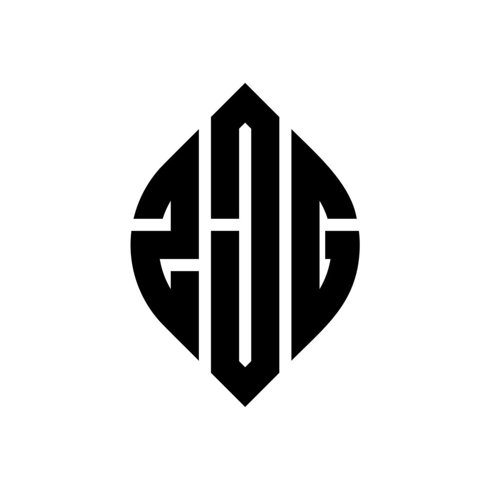 ZJG circle letter logo design with circle and ellipse shape. ZJG ellipse letters with typographic style. The three initials form a circle logo. ZJG Circle Emblem Abstract Monogram Letter Mark Vector. vector
