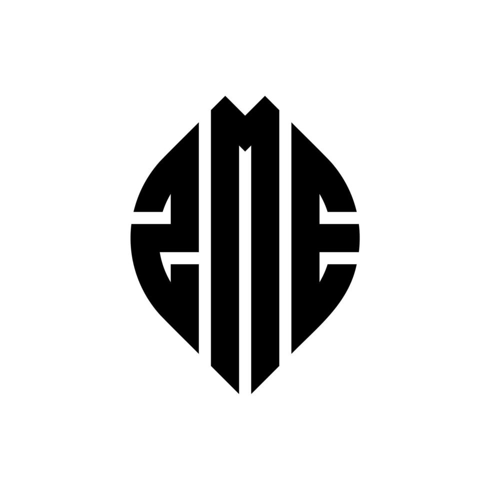 diseño de logotipo de letra de círculo zme con forma de círculo y elipse. zme letras elipses con estilo tipográfico. las tres iniciales forman un logo circular. vector de marca de letra de monograma abstracto del emblema del círculo zme.