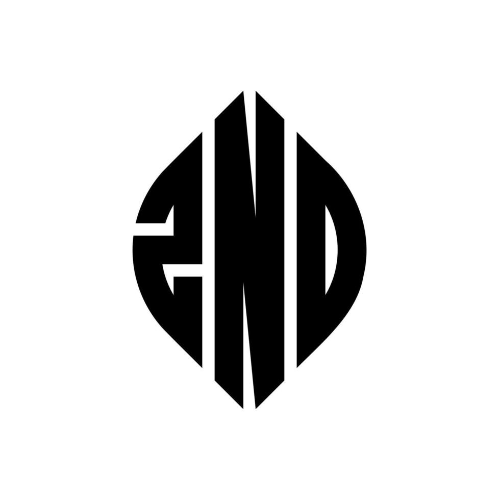 ZND circle letter logo design with circle and ellipse shape. ZND ellipse letters with typographic style. The three initials form a circle logo. ZND Circle Emblem Abstract Monogram Letter Mark Vector. vector
